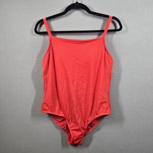 Kona Sol Swimsuit Womens Large One Piece Ribbed Criss Cross Back Adjustable Stra
